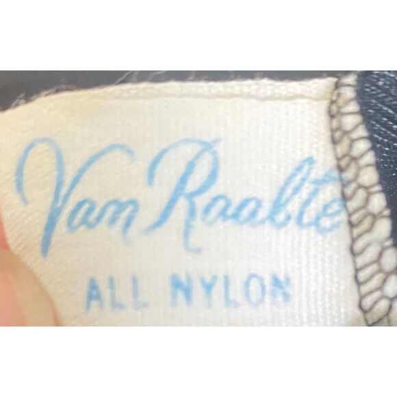 Vintage Van Raalte Nightgown Slip Dress Black Nylon 50s 60s - Size 38 - Picture 5 of 9